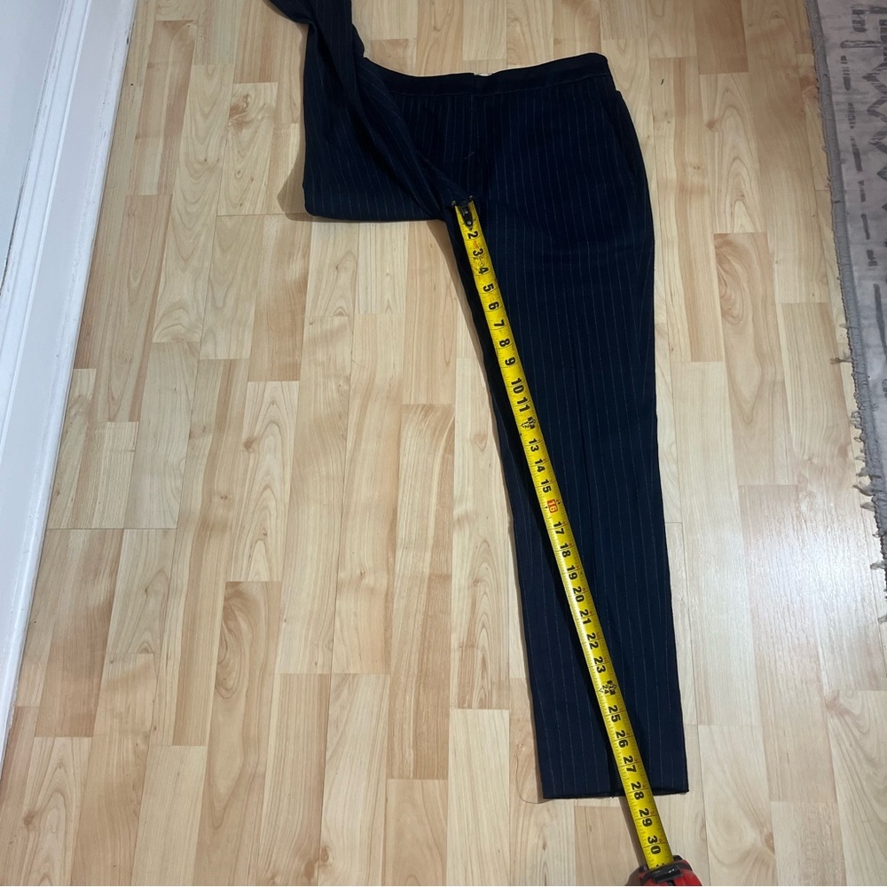 Sandro Womens Navy Pin stripped Mid Rise Business Trouser Size 36 - Picture 3 of 5